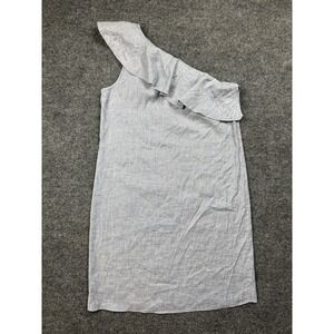 Theory Womens Dress 6 Blue One Shoulder Linen Blend‎ Ruffle Alexandra Tierra